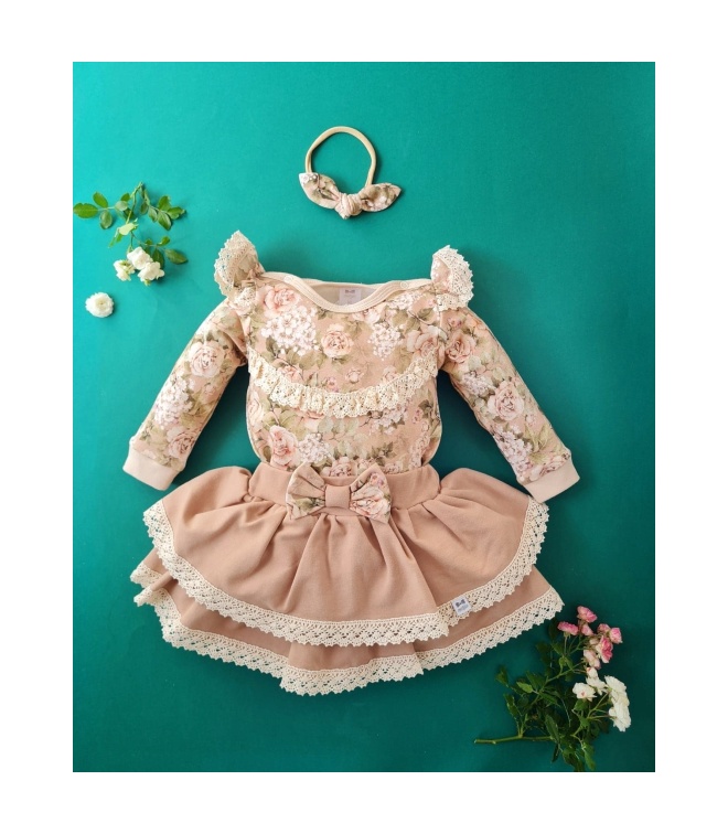 Opaska niemowlęca supełek Retro Roses Opaska niemowlęca supełek Retro Roses