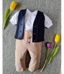 Body polo białe krótki rękaw Little Gentleman 2