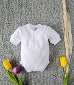 Body polo białe krótki rękaw Little Gentleman