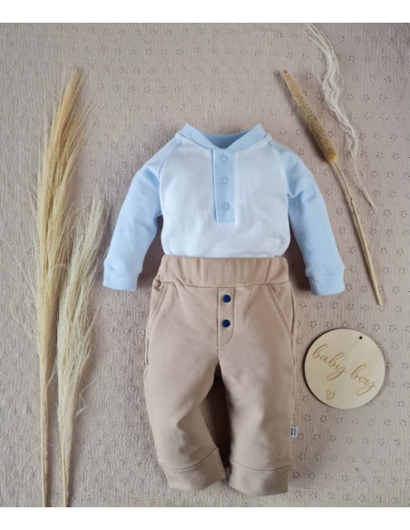Body polo blękitne rękawki Little Gentleman
