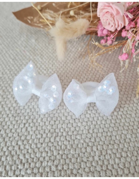 Zestaw gumek do włosów kokardki białe (2 szt)