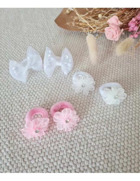 Zestaw gumek do włosów kokardki białe (2 szt)