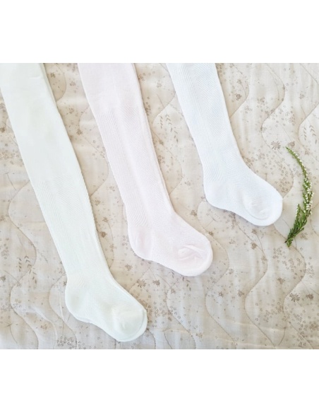 Rajstopki ecru żakardowe