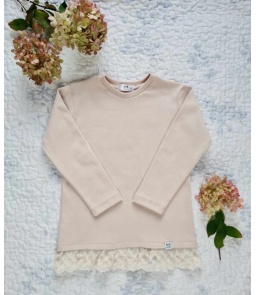 Bluzka z koronkową baskinką beżowa Retro Roses