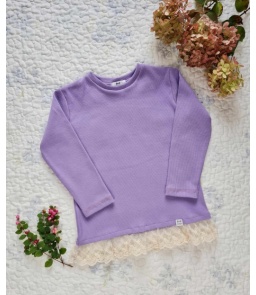 Bluzka z koronkową baskinką fiolet Retro Roses
