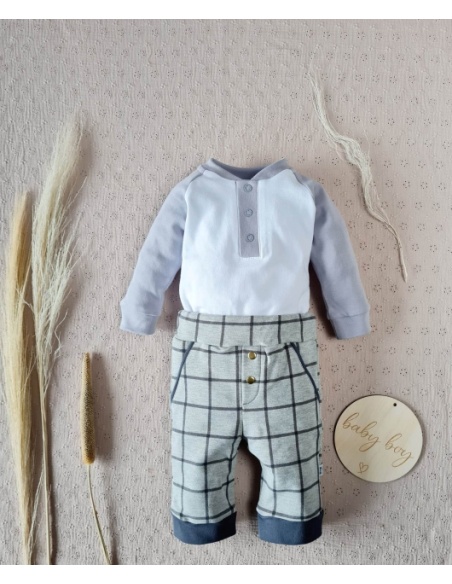Body polo szare rękawki Little Gentleman