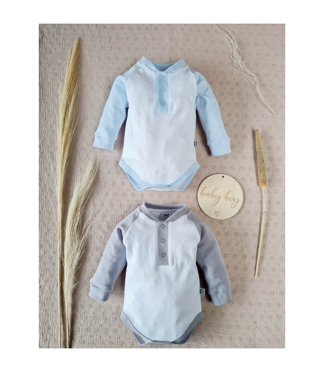Body polo szare rękawki Little Gentleman