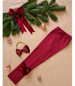 Legginsy prążkowane z kokardką 2