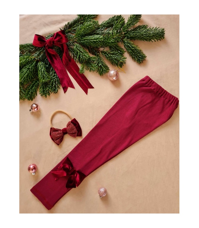 Legginsy prążkowane z kokardką Legginsy prążkowane z kokardką