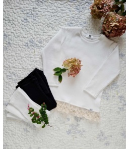 Bluzka z koronkową baskinką ecru Retro Roses 2
