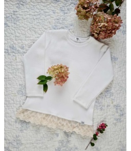 Bluzka z koronkową baskinką ecru Retro Roses