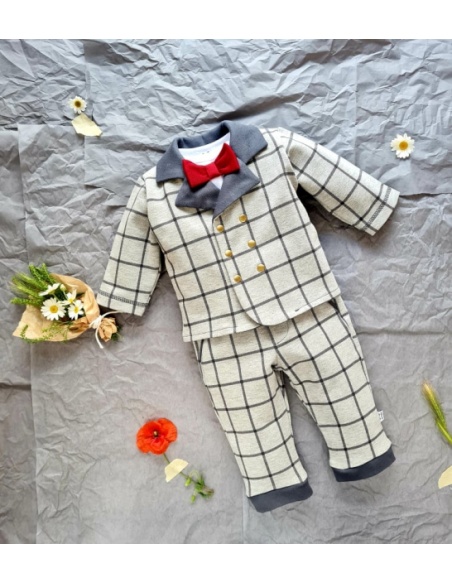 Szara marynarka w kratkę Little Gentleman
