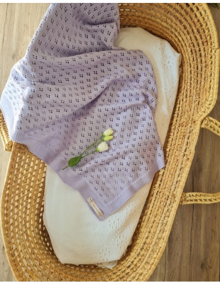 Kocyk bambusowy lawendowy 80x100 cm